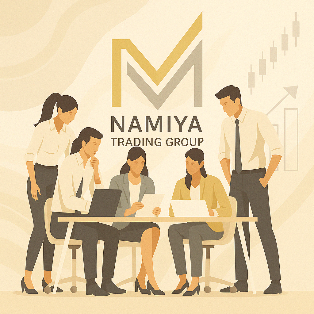 تصویر مفهومی برند نامیا تریدینگ با الهام از تحلیل بازار، مشاوره مالی و ساخت آینده مالی هوشمند در سبک مینیمال و مدرن