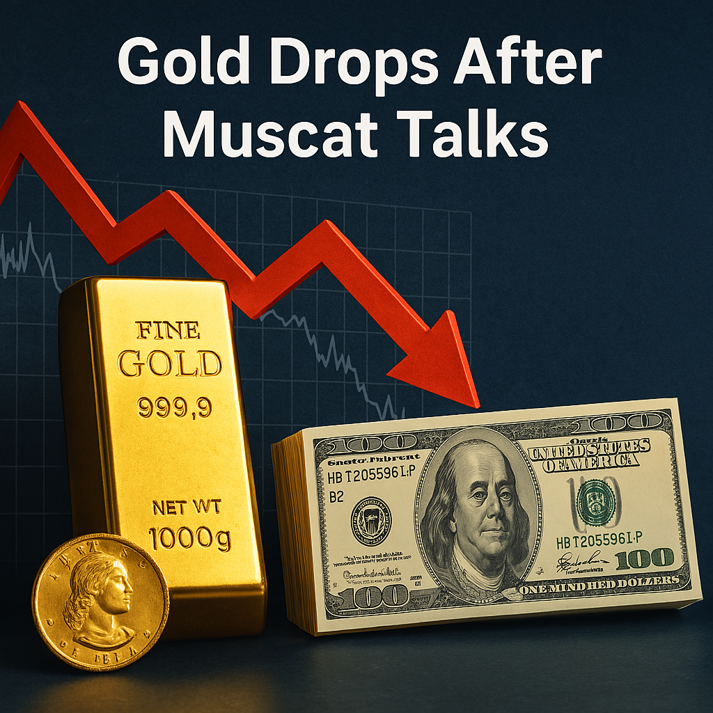 نمودار ریزش قیمت طلا پس از اخبار مذاکرات ایران و آمریکا در فروردین ۱۴۰۴